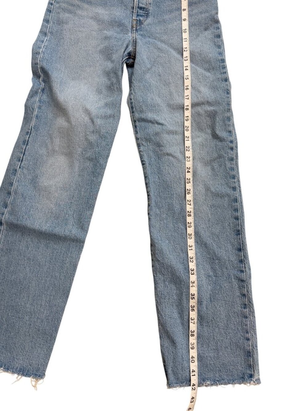 Levis Womens Size 29 Rib-Cage Straight Jeans High-Waisted Light Wash Raw Hem - Picture 8 of 10